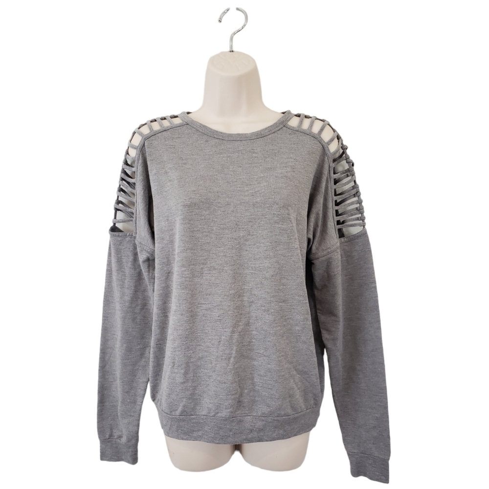 🪻BOGO🪻 Forever 21 Gray Active Ladder Cut-Out Top Size Medium - Picture 3 of 8